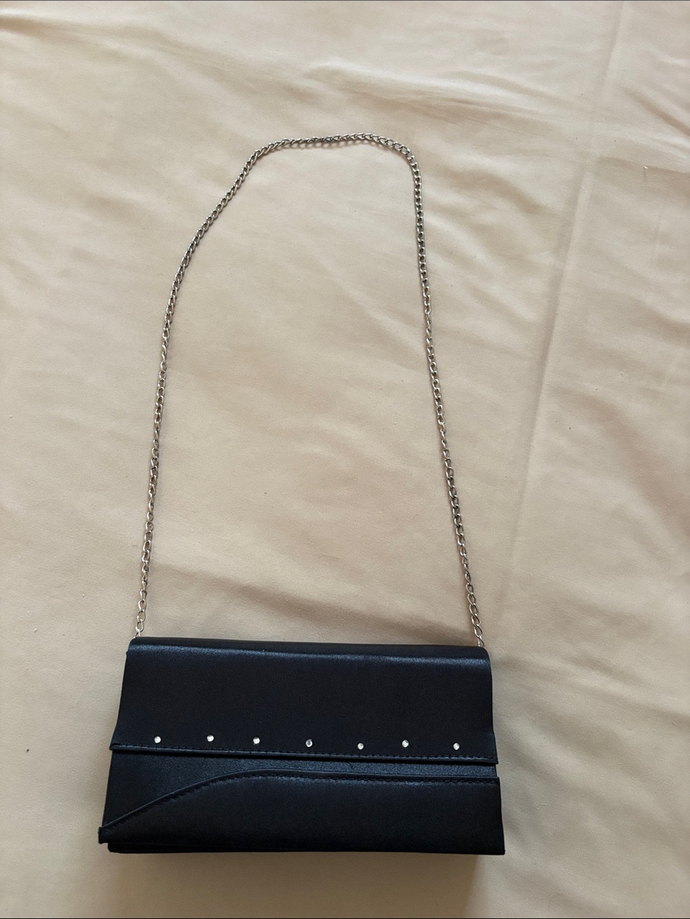 Women's Black Chain Shoulder Bag with Stud Detail